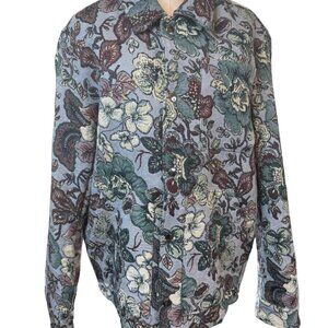 NWT ZARA Medium Blue Floral Tapestry Shacket